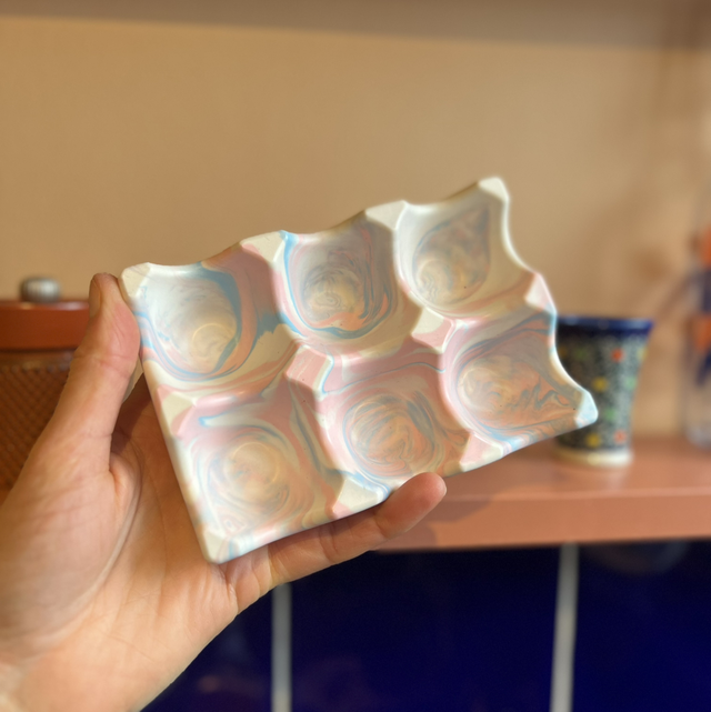 Egg tray - pale pink and blue