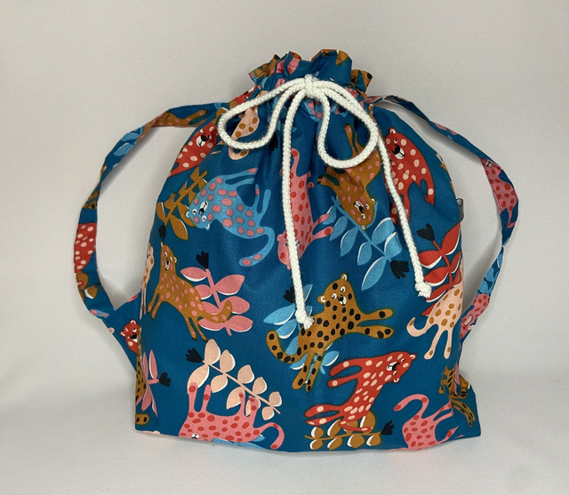 SAC A DOS ENFANT PANTHERE BLEU PETROLE