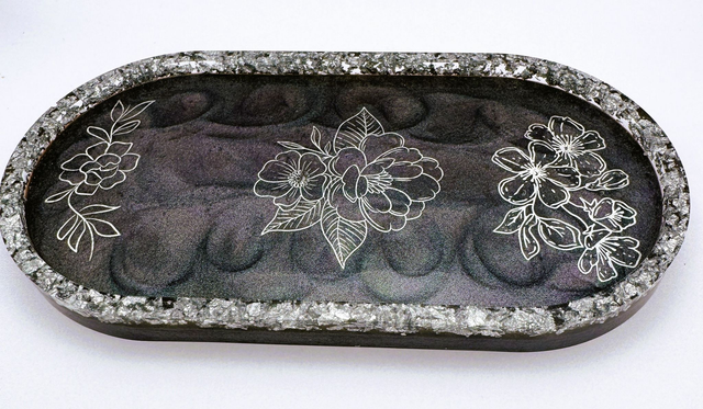Midnight Bloom Resin Trinket Tray