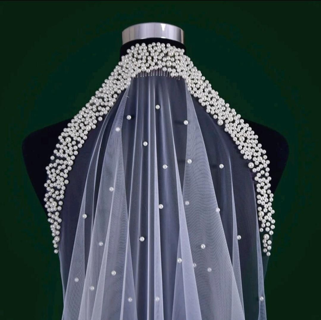 Voile de Mariée 04 longue avec perles 