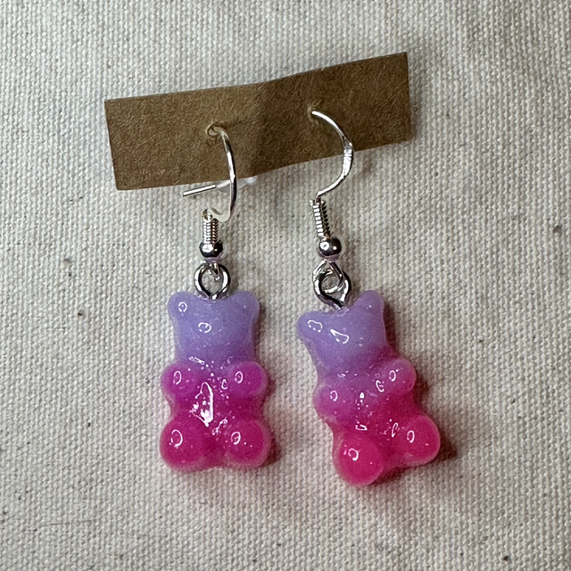 Lilac to pink gummy bear earrings 