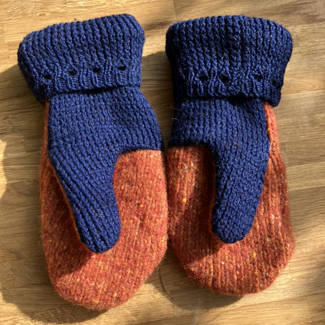 Orange & Navy Mittens