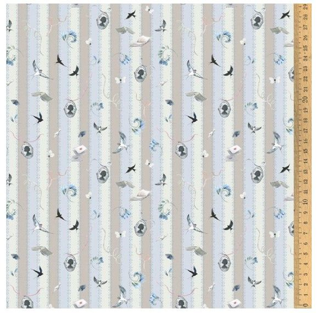 10 cm BW-Stoff "Blaue Schwärmerei" 