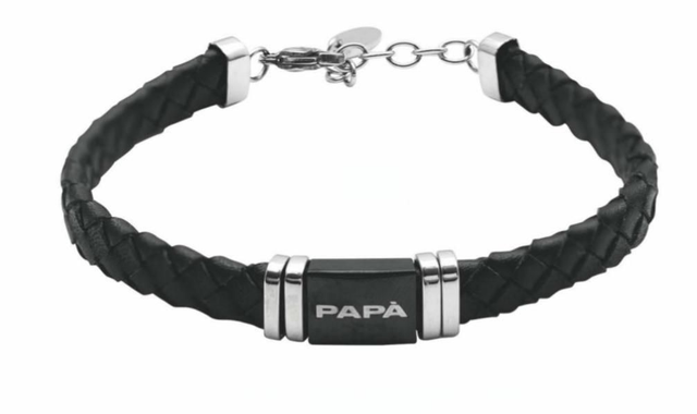 Bracciale in acciaio e ecopelle "papà "