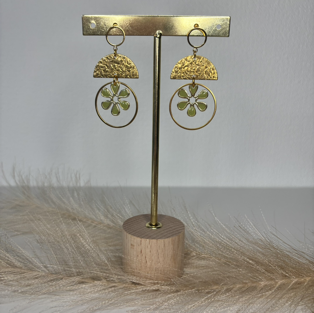 Boucles d’oreilles fleurs vertes