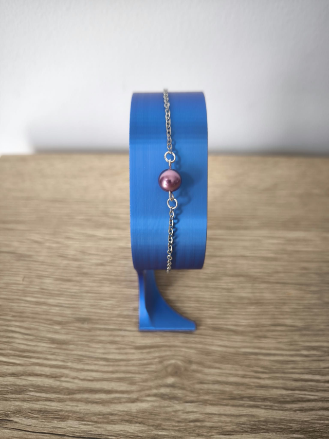 Bracelet Perle de Majorque Violet – Bijou Femme en Acier Inoxydable