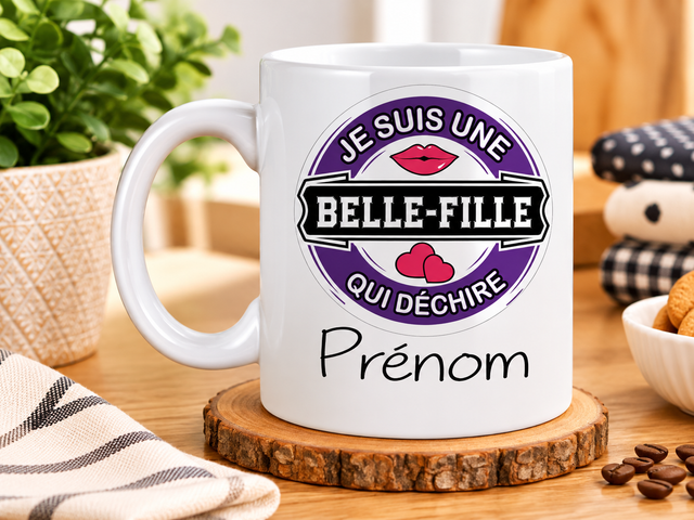 Mug Belle-Fille Qui Déchire avec Prénom – Une Idée Cadeau Originale, Drôle et Personnalisée pour une Super Belle-Fille