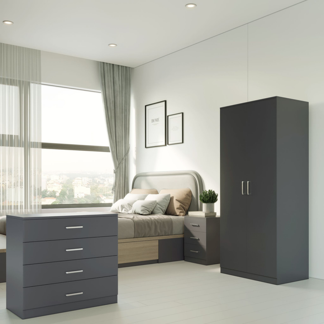 (B2)Bedroom Set With Bed &amp; Mattress 