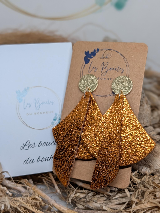 Boucles d'oreilles Georgia orange irisé geo001