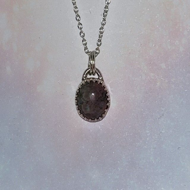 Silver and Moss Agate Stone Pendant