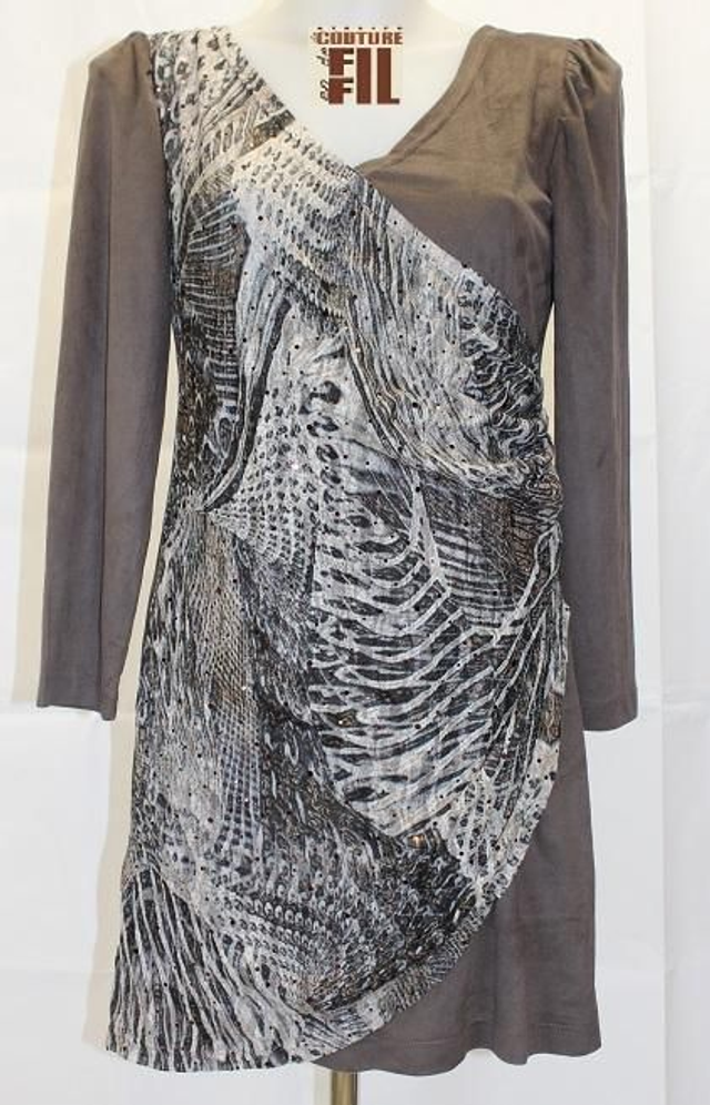 Robe jersey et maille manche longue avec sequin 