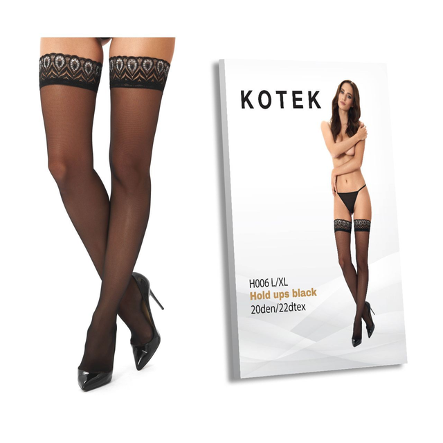 KOTEK Halterlose Strümpfe H006 schwarz L/XL