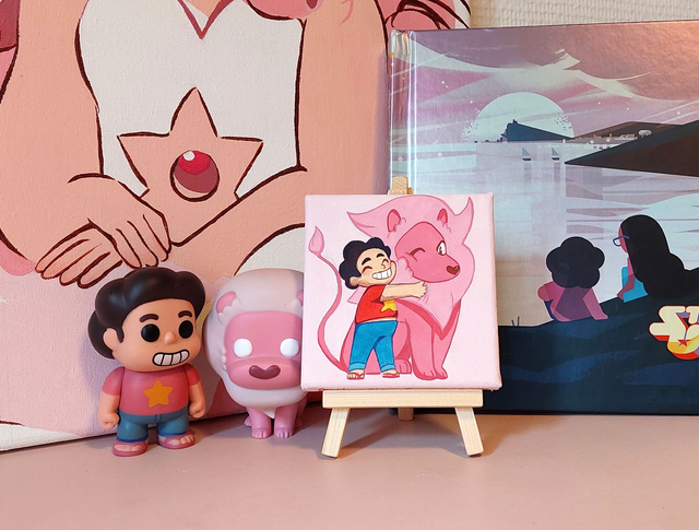 Petite toile à deux personnages à la commande