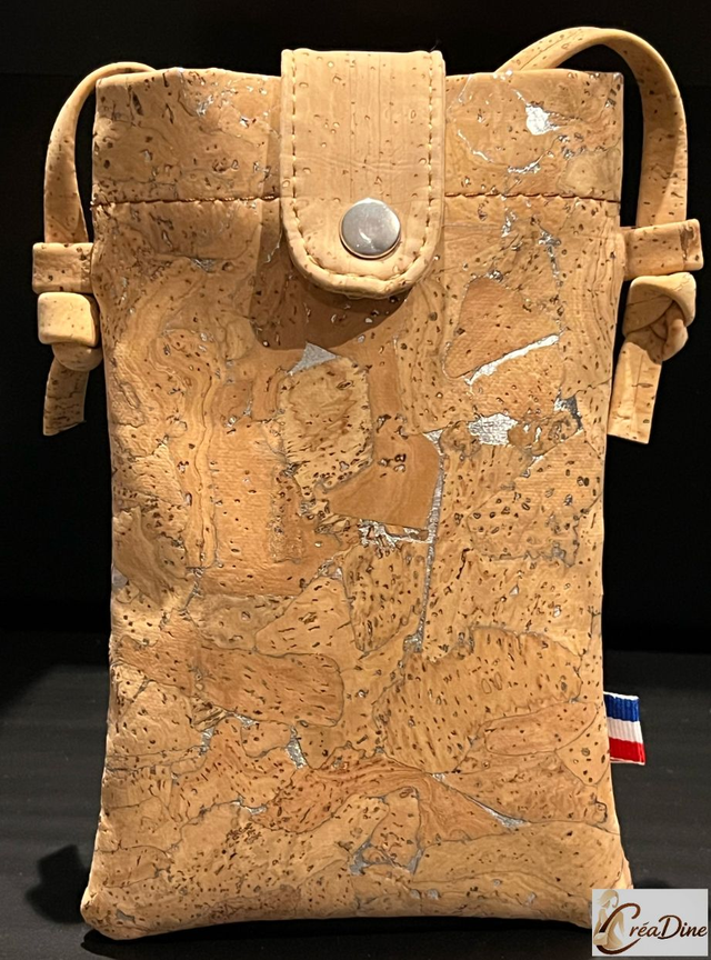 Pochette téléphone naturel pailleté 