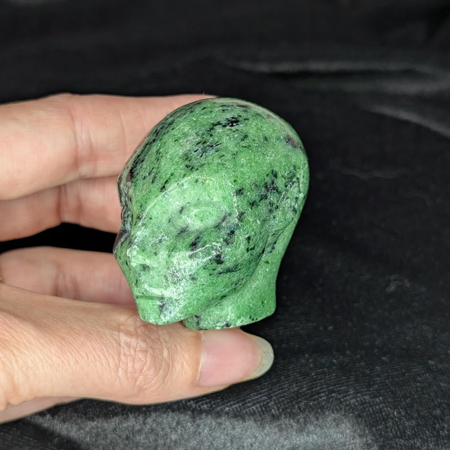 High Quality Hand-Carved Crystal Skull - 2" Ruby in Zoisite 