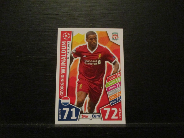 Georginio Wijnaldum - UEFA Champions League Match Attax 2017/18 Original Trading Card #189