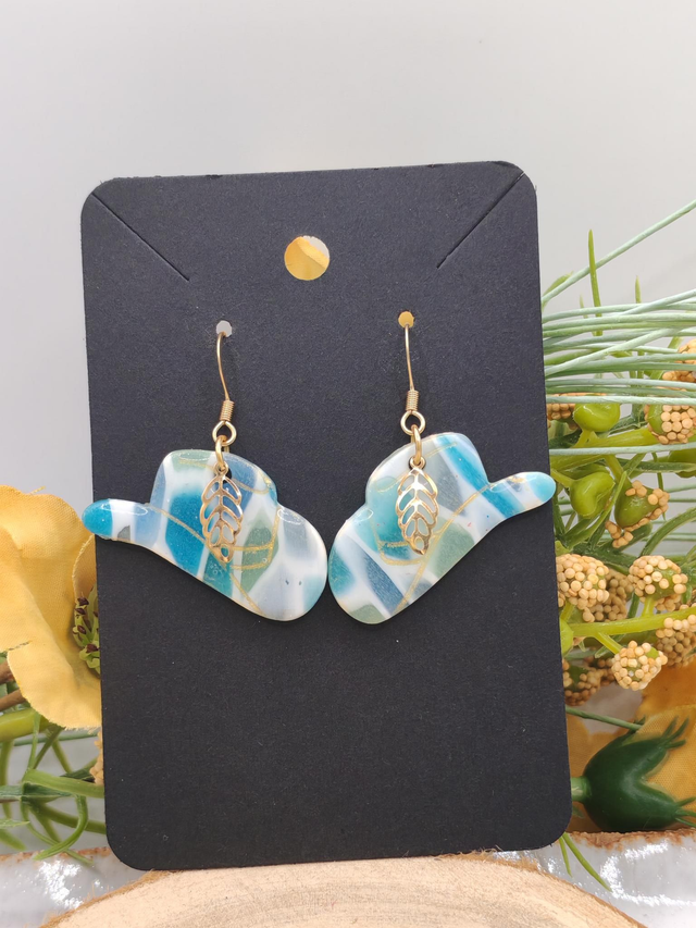 Chapeau western effet vitrail bleu