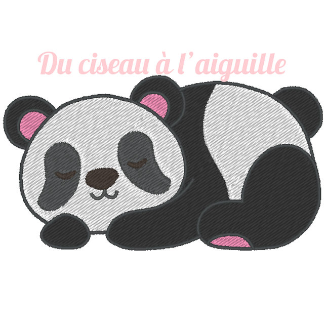 fichier broderie panda allongé - Taille 10x10 / 12 Formats