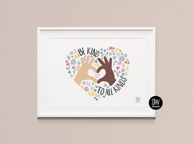 Be kind to all kinds, wall art print