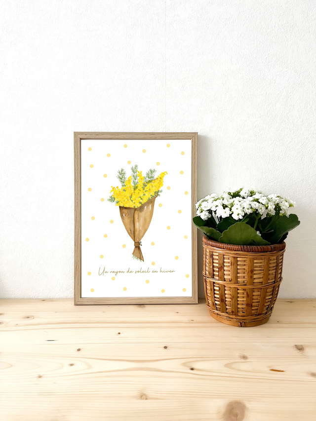 Affiche aquarelle A4 - Bouquet de mimosa 