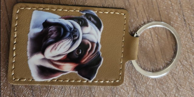Porte-clés en similicuir personnalisé animaux "Bulldog anglais "  C