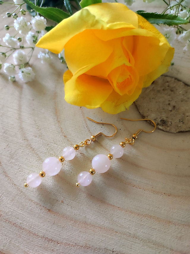 Boucles d'oreilles Quartz rose