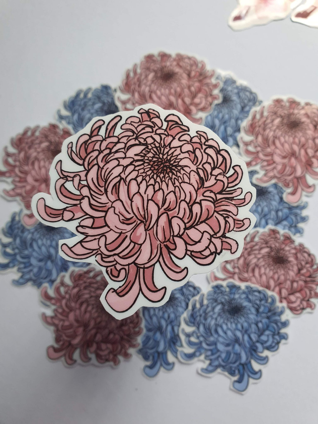 Pink Chrysanthemum vinyl sticker