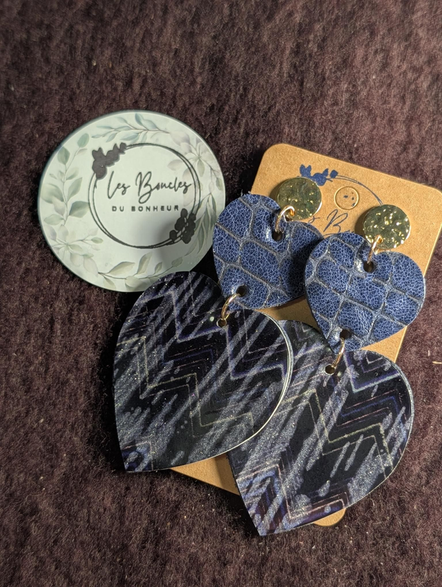 Boucles d'oreilles Marie Laure bleu marine et vernis ml047