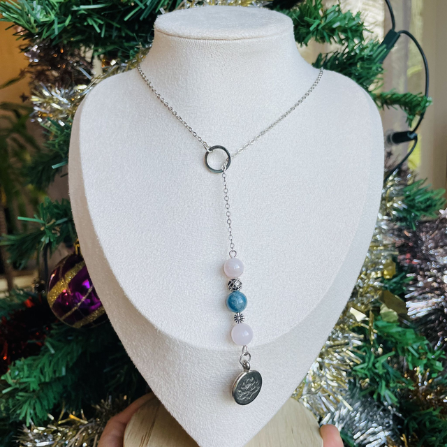 🌊 🌸Collier Apatite et Quartz rose