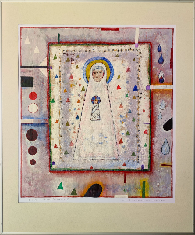 Z cyklu "Matka" - obraz II, 60x50 (44x39,5) akryl tempera papier 2016