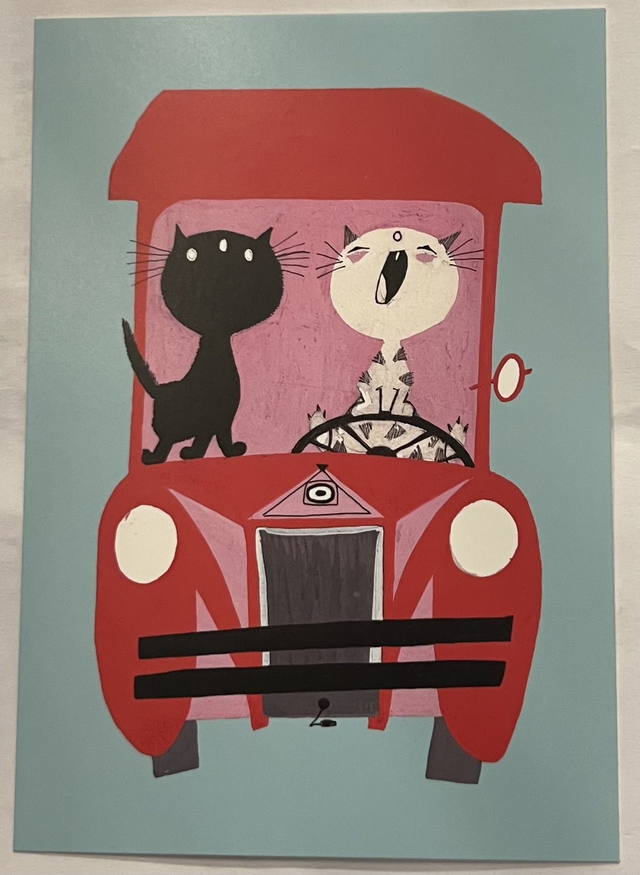 Pim & Pom post kaart - Poezenbus