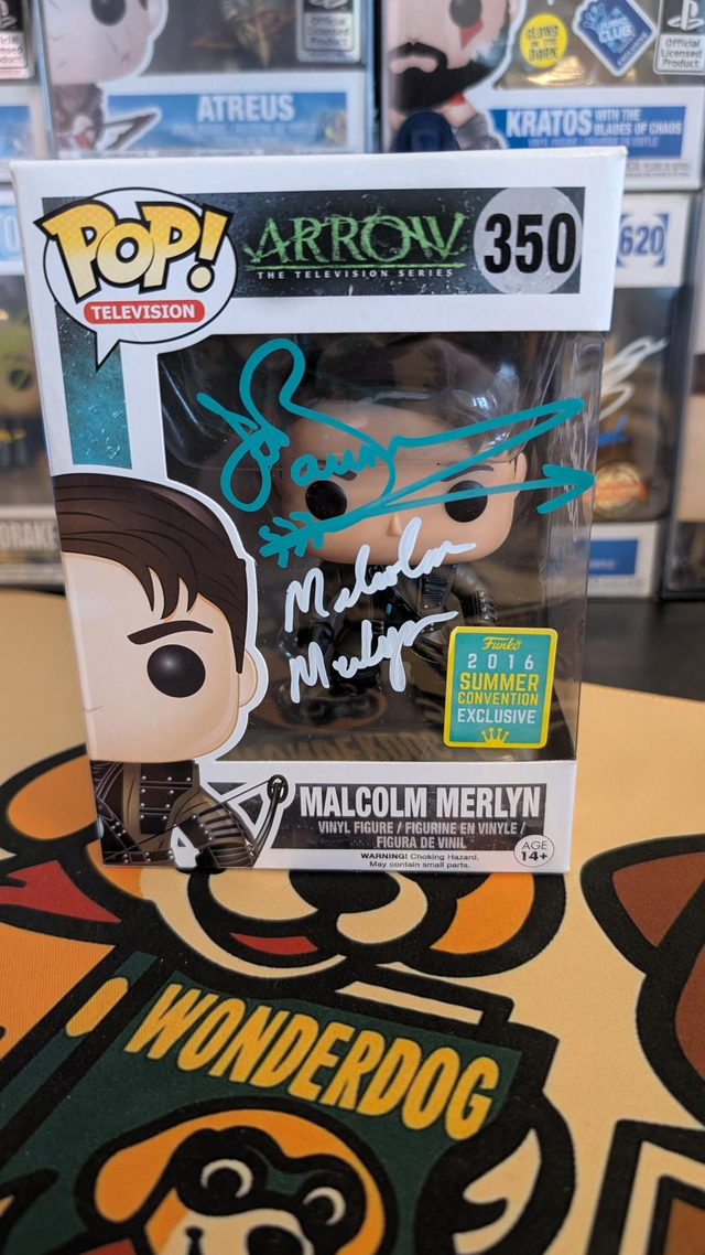 Funko Pop DC Arrow Malcolm Merlyn 350 Signed By John Barrowman with SWAU Authentication