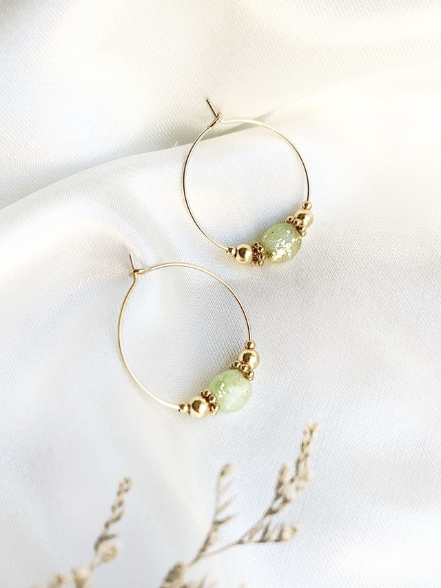 Créoles Paola | Vert amande et Or