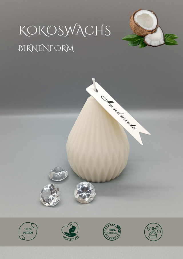 Kokoswachs Kerze Birnenform