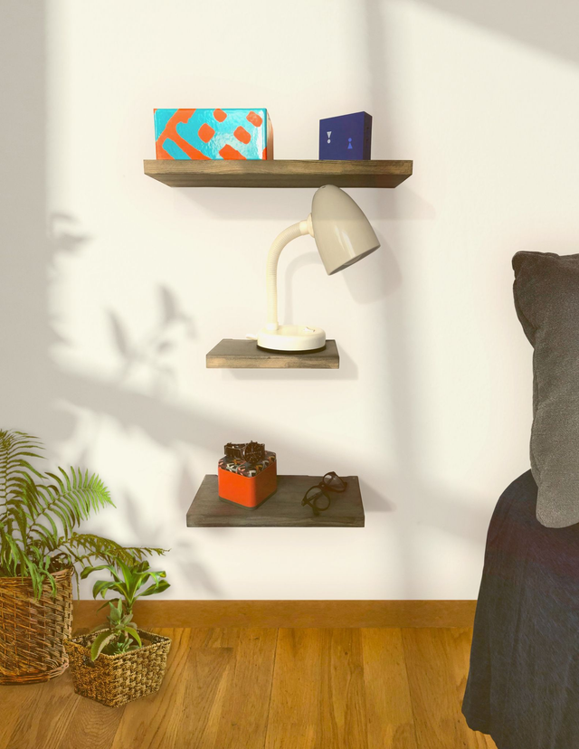 HODYSSEA Lot de 3 Etagères murales FLOTTANT 43-33-23 cm Bois