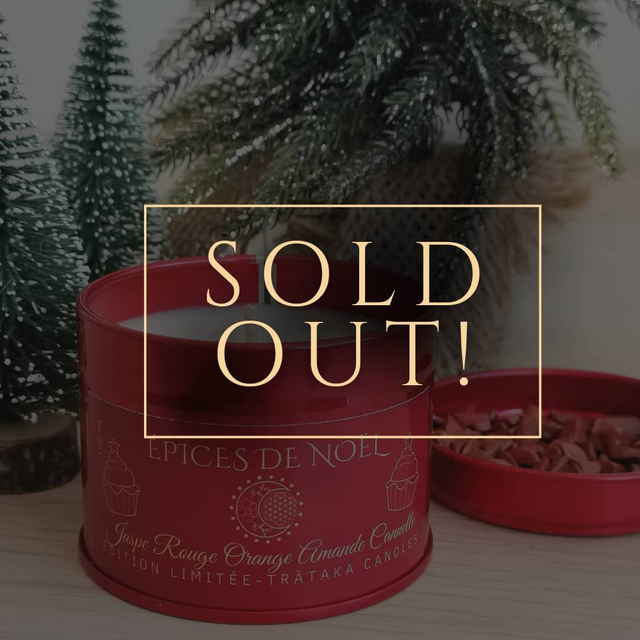 Edition Limitée 2023 - Bougie &#039;Epices de Noël&#039; - Parfums Orange Amande Cannelle - Jaspe rouge