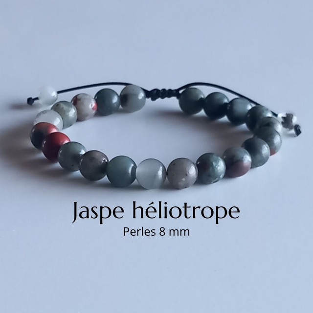 Bracelet ajustable en Jaspe héliotrope