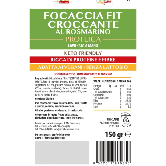 Focaccia fit croccante proteica al rosmarino