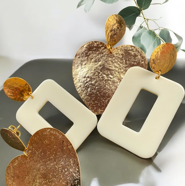 LOUISON Rectangle Ivoire et doré