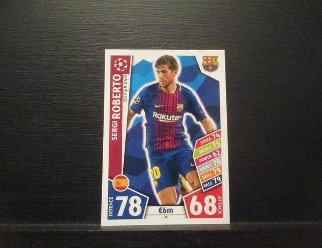 Sergi Roberto - UEFA Champions League Match Attax 2017/18 Original Trading Card #26