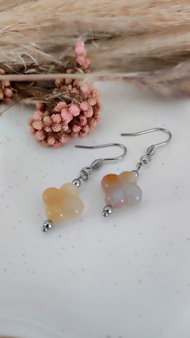 Boucles d'oreilles Trèfle Cornaline