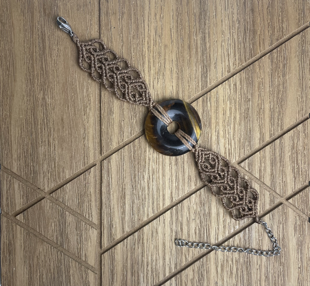 Bracelet macramé donut's - Œil de tigre