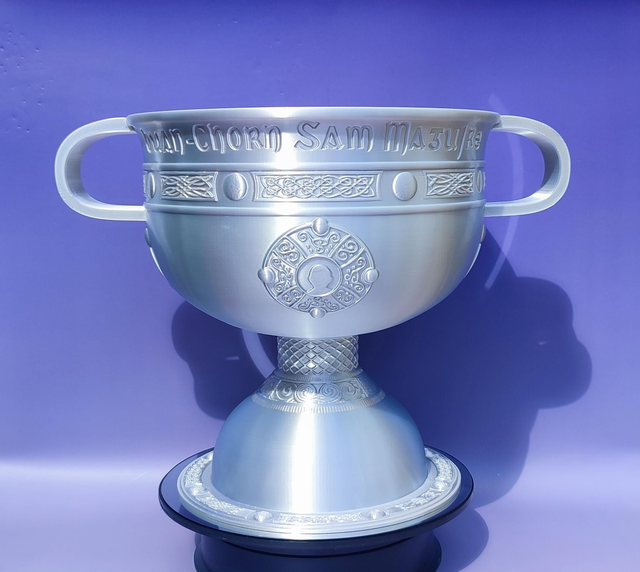 All-Irland Trophy Replica, Celtic Design, Gaelic Football Trophy Replica, Irish Football, GAA Collectible, Irish Champions Cup, Sports Memorabilia, Gaelic Souvenir, Plastic, Silver Finish, 23.6 cm