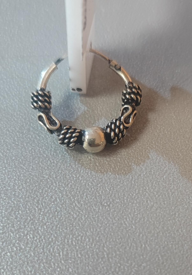 Créoles &quot;Nœuds et Sphère&quot; en Argent Vieilli