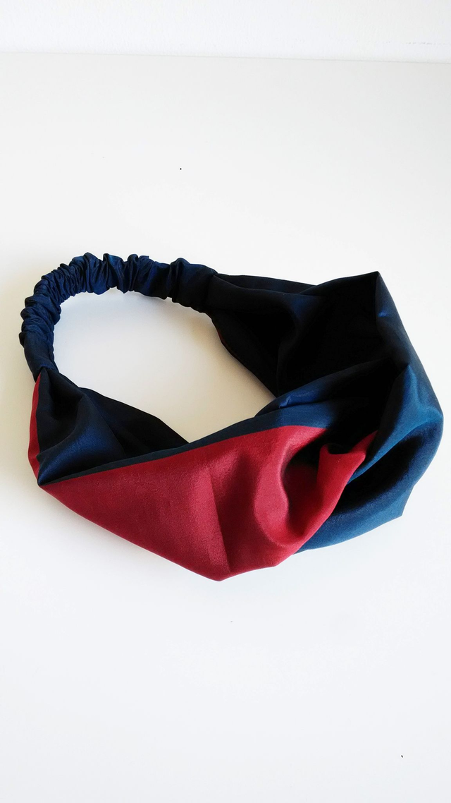 Japanese Vintage Silk Fabric Headband, Arrow Feather YABANE Pattern, Dark Blue Colour Hair Accessory, Gift for Her