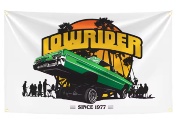 Grote vlaggen Klassieke lowrider auto's (150x90cm)