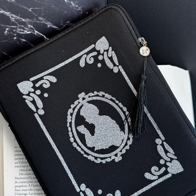 Protection d’Ipad ou de livre A5 « My Wonderful moments », argent et noir