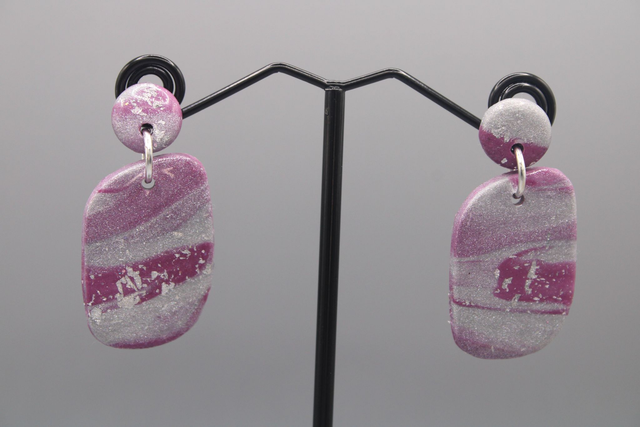 rounded rectangle︱fuschia + metallic silver 