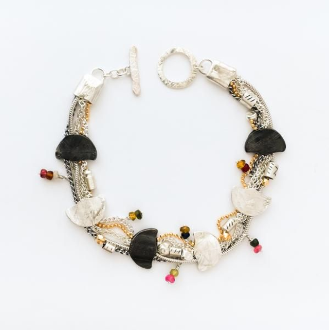 Pulsera en Plata y Oro con Turmalinas