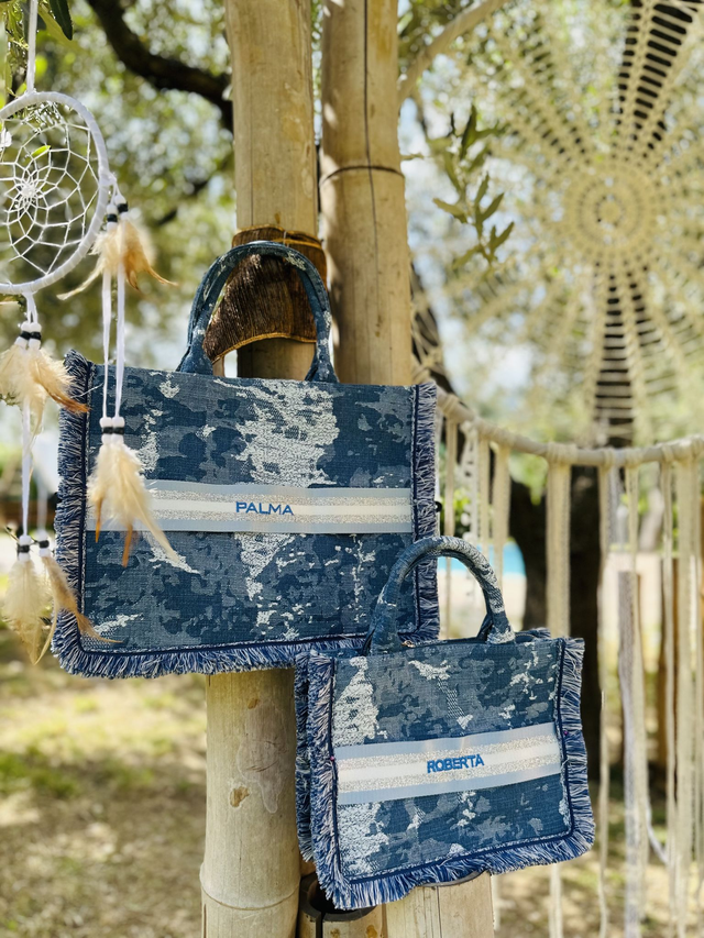 Borsa Identity Denim Frange